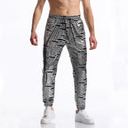Herren elegante Jogginghose mit glänzendem Metallic-Muster R&B