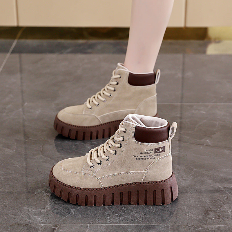 Damen High-Top Sneakers mit dicker Gummisohle und trendigem Obermaterial R&B