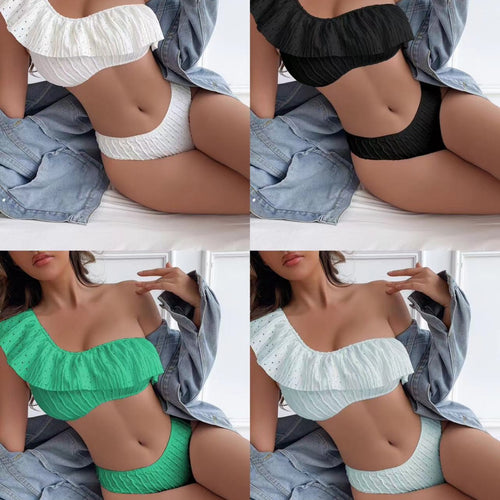 Damen Voluminöses Rüschenset mit asymmetrischem Oberteil R&B