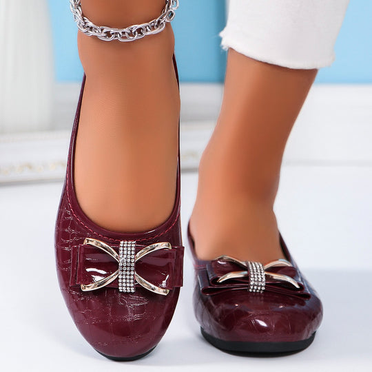 Damen Elegante und bequeme Ballerinas mit Schleifenapplikation R&B