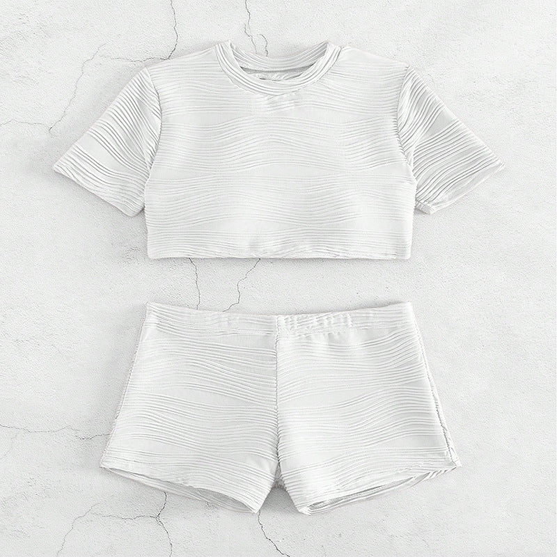 Damen Sport Crop-Top und Shorts Set R&B