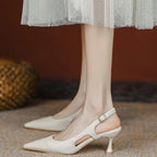 Damen spitze Slingback-Pumps mit elegantem Blockabsatz R&B