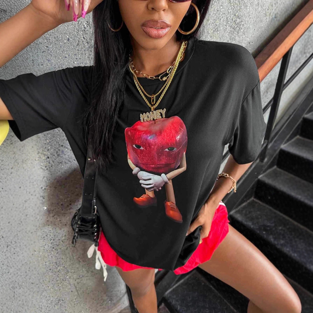 Damen T-Shirt mit kreativer Grafik und lässiger Passform R&B