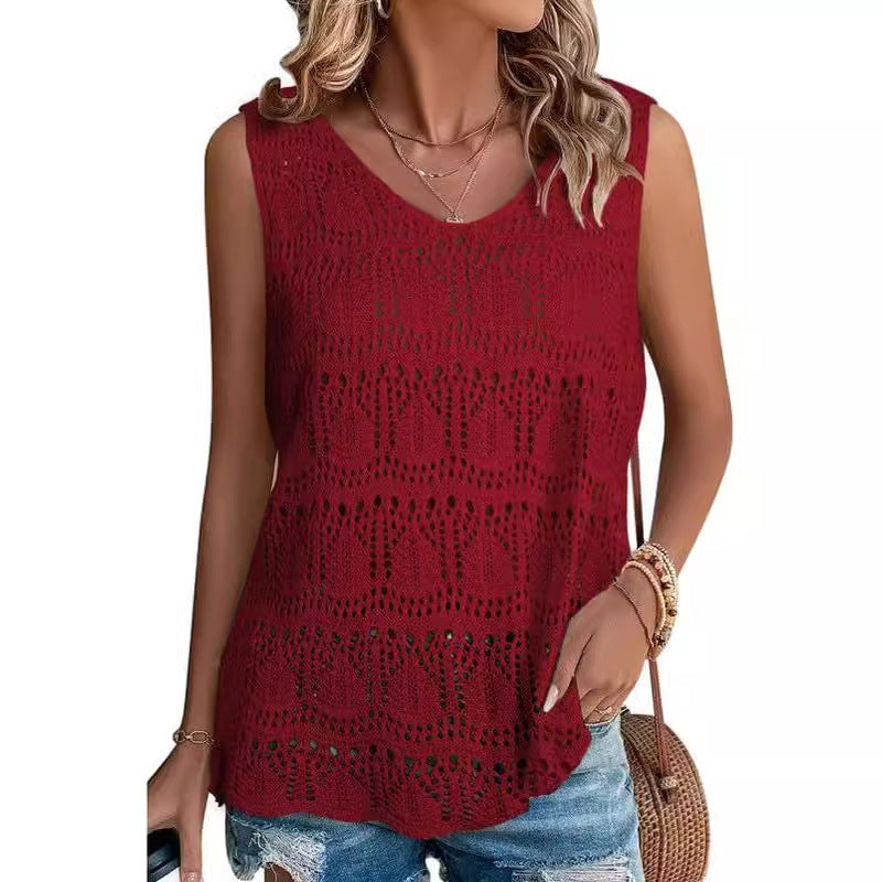 Damen Stricktop mit luftiger Häkelstruktur R&B
