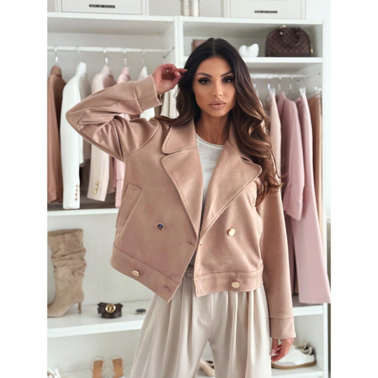 Damen jacke im Biker-Stil mit doppelter Knopfleiste und seitlichen Taschen R&B
