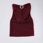 Damen glamouröses Abendtop mit schimmerndem Dekolleté und funkelndem Design R&B