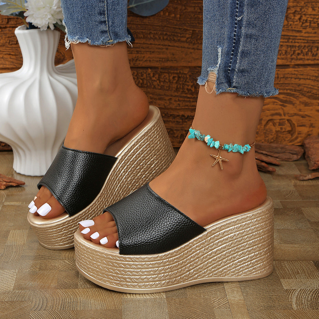 Damen Wedge-Pantoletten mit modischem Riemen R&B
