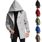 Herren eleganter und warmer Mantel mit doppelter Knopfleiste und großen Taschen R&B