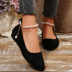 Damen Elegante und bequeme Ballerinas mit Perlenschmuck R&B