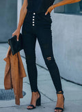 Damen Hochtaillierte Ripped Jeans