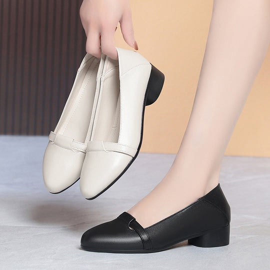 Damen elegante Decksohle Ballerinas mit Blockabsatz R&B