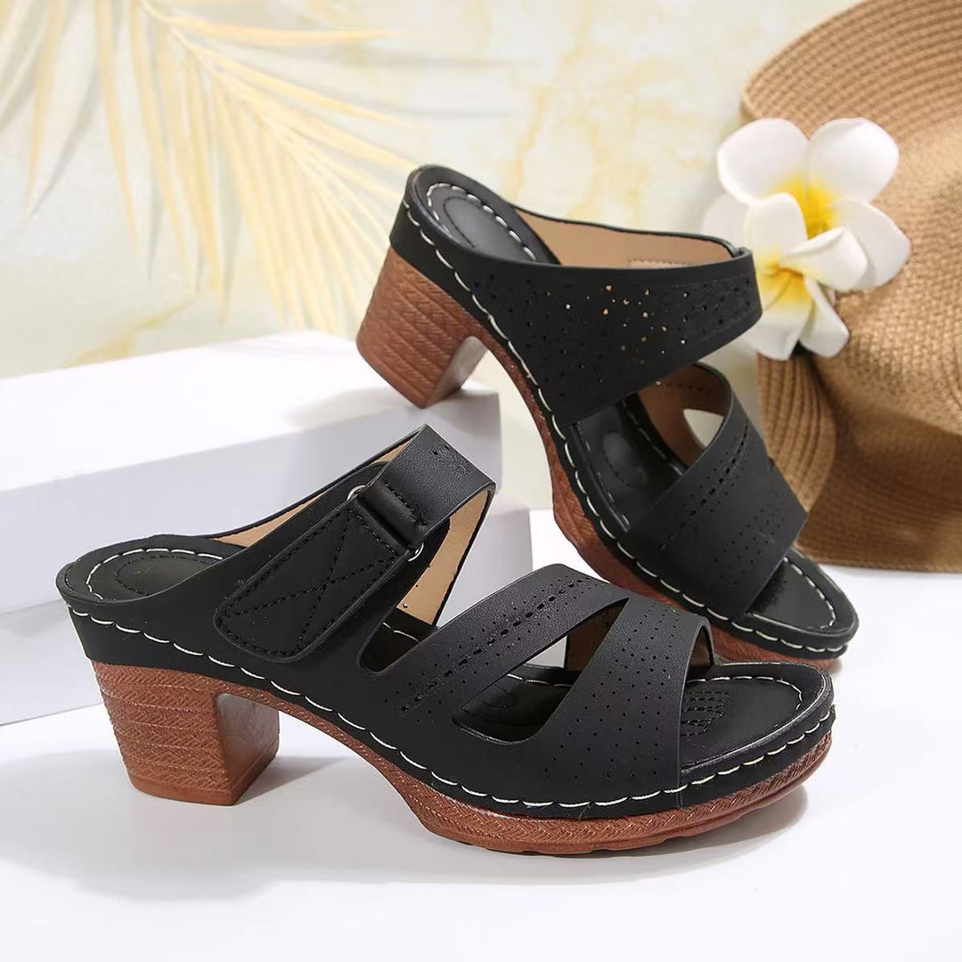 Damen Wedge-Pantoletten mit atmungsaktivem Obermaterial und verstellbarem Riemen R&B
