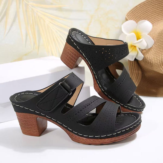 Damen Wedge-Pantoletten mit atmungsaktivem Obermaterial und verstellbarem Riemen R&B