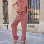 Damen lässiges Jumpsuit mit weit geschnittenem Bein und elastischem Bund R&B