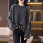 Damen Oversized Strickpullover mit weitem Schnitt und langen Ärmeln R&B