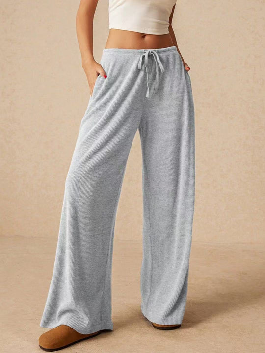 Damen weite Strickhose mit verstellbarem Bund und seitlichen Taschen R&B