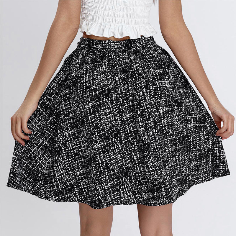 Damen Midirock mit elegantem Karomuster und weitem Schnitt R&B