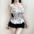 Damen Spitzen-Bodysuit mit romantischen Rüschendetails R&B