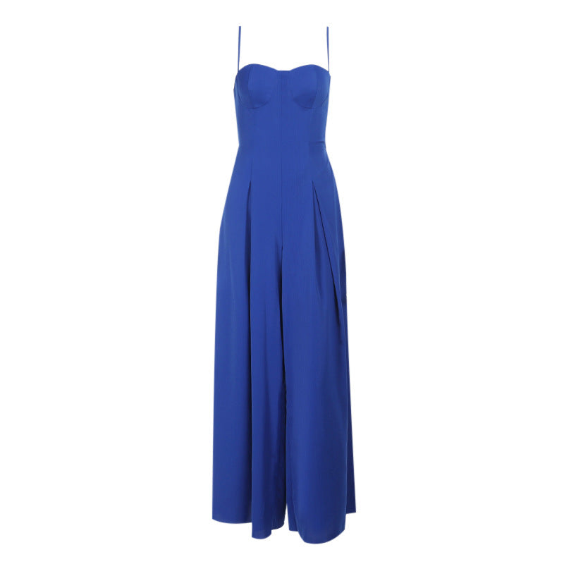 Damen Elegantes Maxikleid mit schmalen Spaghettiträgern und fließendem Schnitt EB