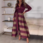 Damen Hemdblusenkleid im stylischen Streifenlook mit schickem Gürtel R&B