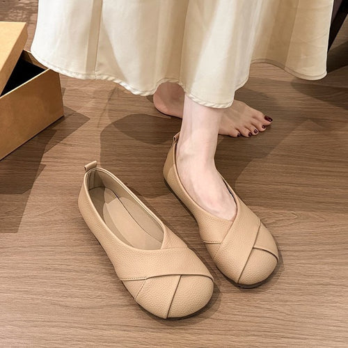 Damen Ballerinas mit hochwertiger Lederoberfläche und elegantem Querriemen R&B