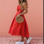 Damen Maxi-Kleid mit schulterfreiem Design und seitlichen Eingrifftaschen R&B