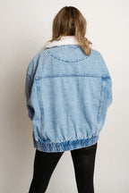 R&B | Damen Denimjacke mit Fleecekragen Trendy und Bequem für Jeden Tag
