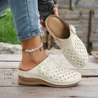 Damen bequeme Clogs mit atmungsaktivem Lochmuster und dekorativer Blumendetails R&B