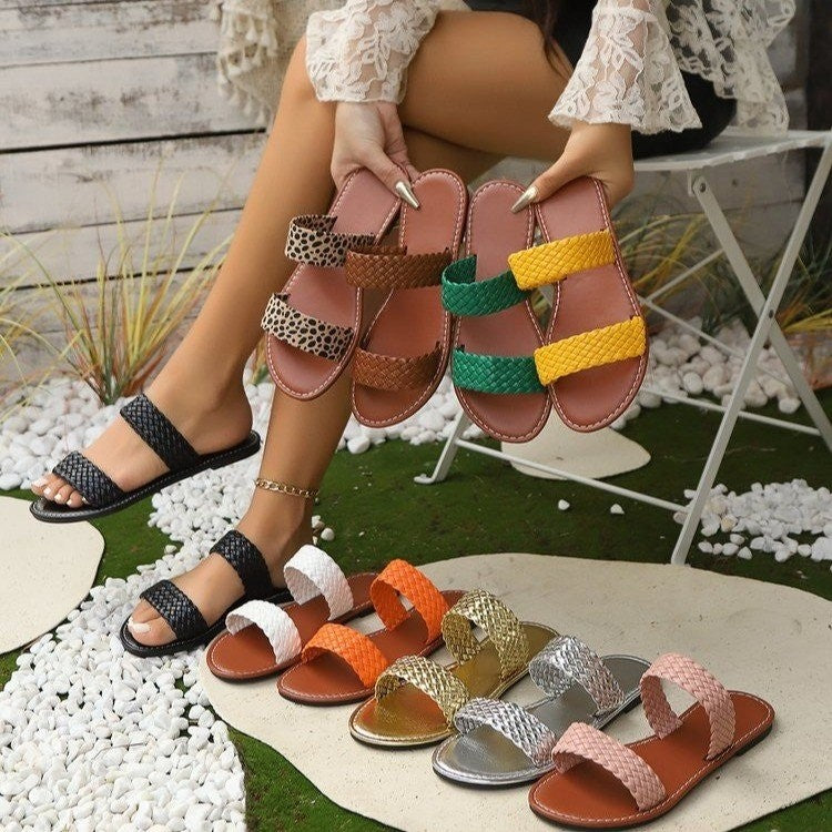 Damen Geflochtene Riemchen-Sandalen mit komfortablem Fußbett und rutschfester Sohle R&B