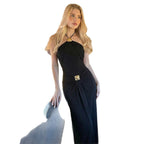 Damen Elegantes Maxikleid mit trendigem Halterdesign und tailliertem Schnitt R&B