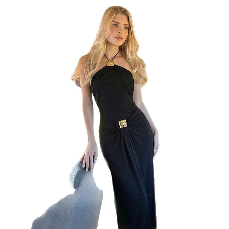 Damen Elegantes Maxikleid mit trendigem Halterdesign und tailliertem Schnitt R&B