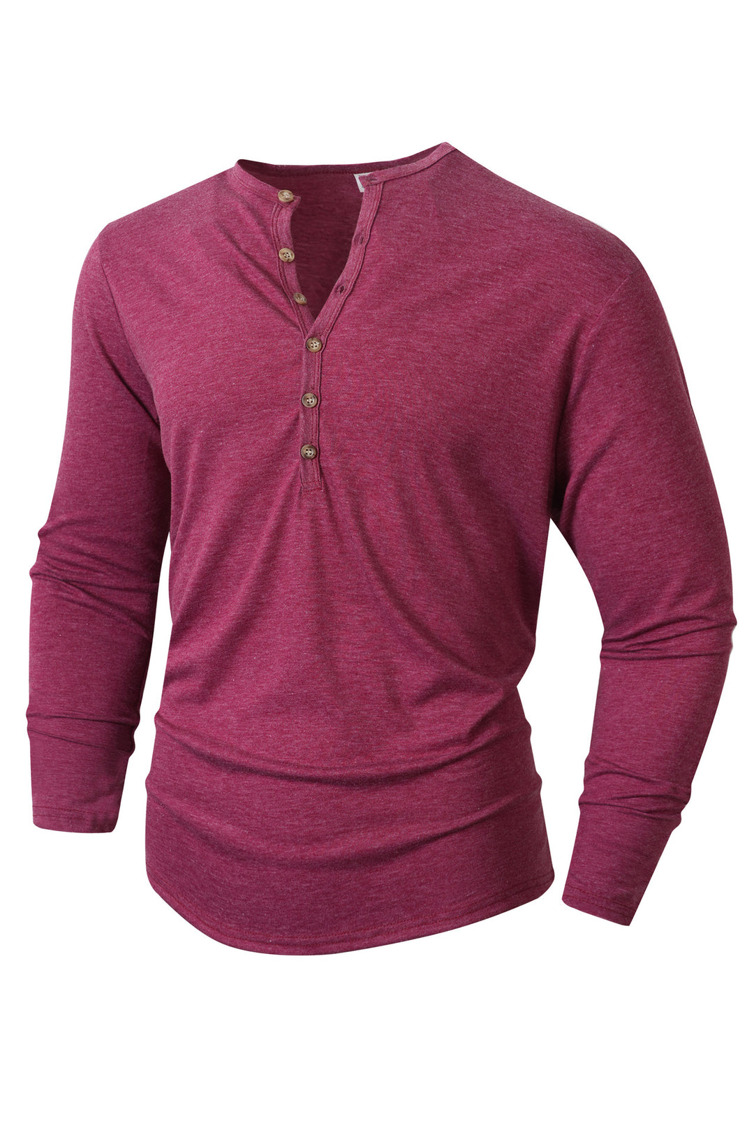 Herren Langarm Henley-Shirt mit Knopfleiste und weichem Baumwollmix R&B