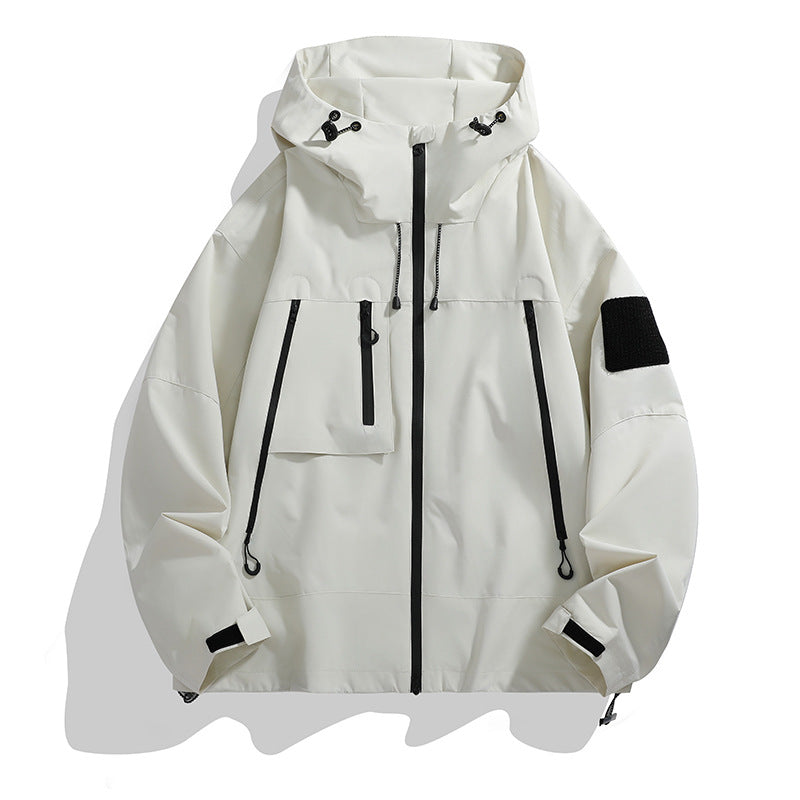 Damen multifunktionale Outdoor-Jacke mit verstellbarem Kapuzenkragen und praktischen Taschen