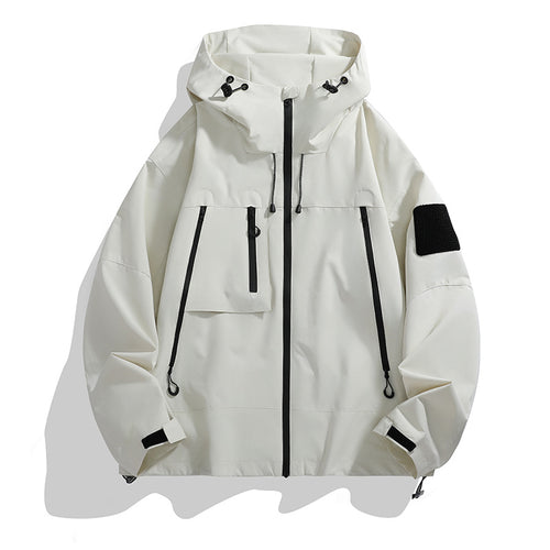 Damen wetterfeste Outdoor-Jacke mit praktischen Taschen und verstellbarer Kapuze R&B
