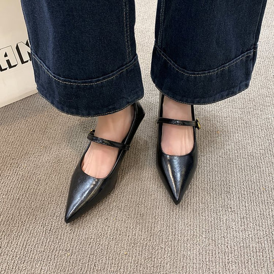 Damen elegante Pumps mit schmaler Schnalle R&B