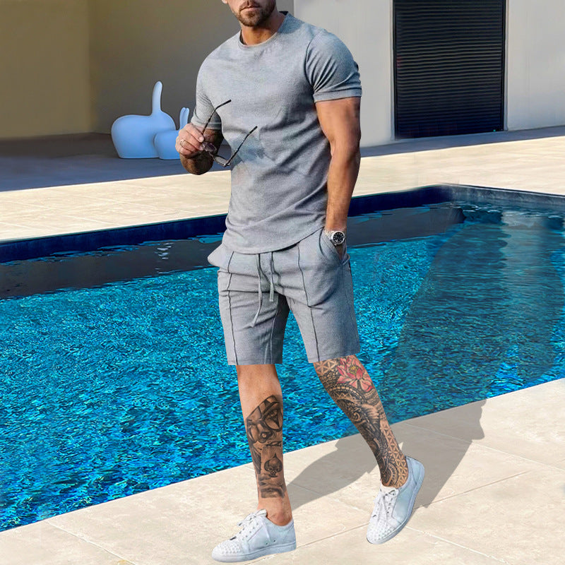 Herren Sportliches Kurzarm-Set aus atmungsaktivem Material mit elastischem Bund und seitlichen Taschen R&B