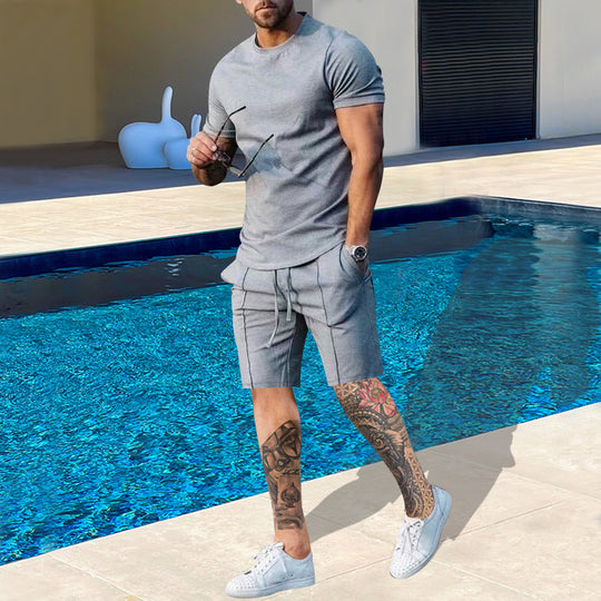 Herren Sportliches Kurzarm-Set aus atmungsaktivem Material mit elastischem Bund und seitlichen Taschen R&B