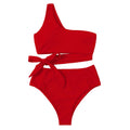 Damen Einseitiger Bikini-Set mit innovativem Wickel-Design und hohem Taillenschnitt R&B