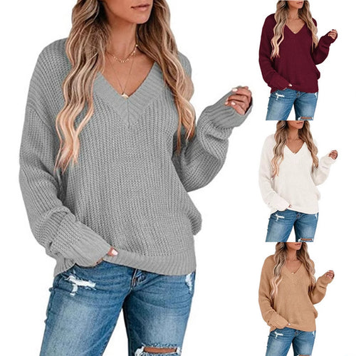 Damen Feinstrickpullover mit V-Ausschnitt und lässigem Schnitt R&B