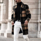 Herren eleganter Wollmantel mit klassischem Karomuster