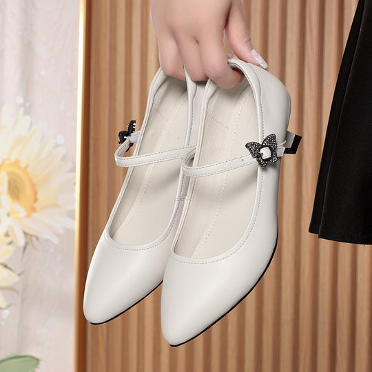 Damen Mary Jane Pumps mit verstellbarem Riemen und eleganter Schmuckschmetterling R&B