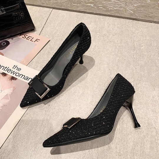 Damen elegante spitze Pumps mit glamourösem Schleifenakzent R&B