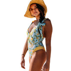 Damen Einteiliger Badeanzug mit Rüschen und floralem Design R&B