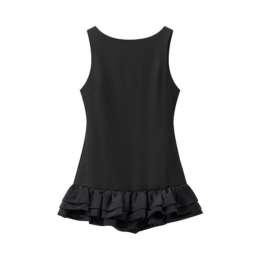 Damen Badeanzug mit voluminösem Rüschenrock und hoher Taille R&B