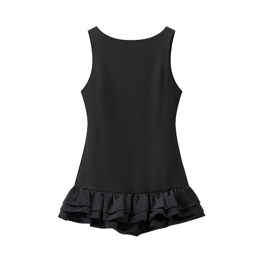 Damen Badeanzug mit voluminösem Rüschenrock und hoher Taille R&B