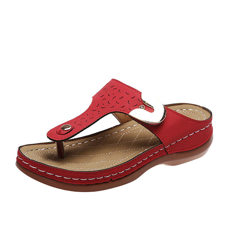 Damen Zehentrenner-Sandalen mit komfortablem Fußbett und dekorativem Riemendesign R&B