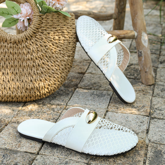 Damen Clogs mit modischem Netzdesign und eleganter Schnallenapplikation R&B