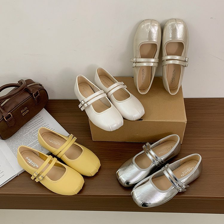 Damen elegante Ballerinas mit doppeltem Riemen und komfortabler Innensohle R&B