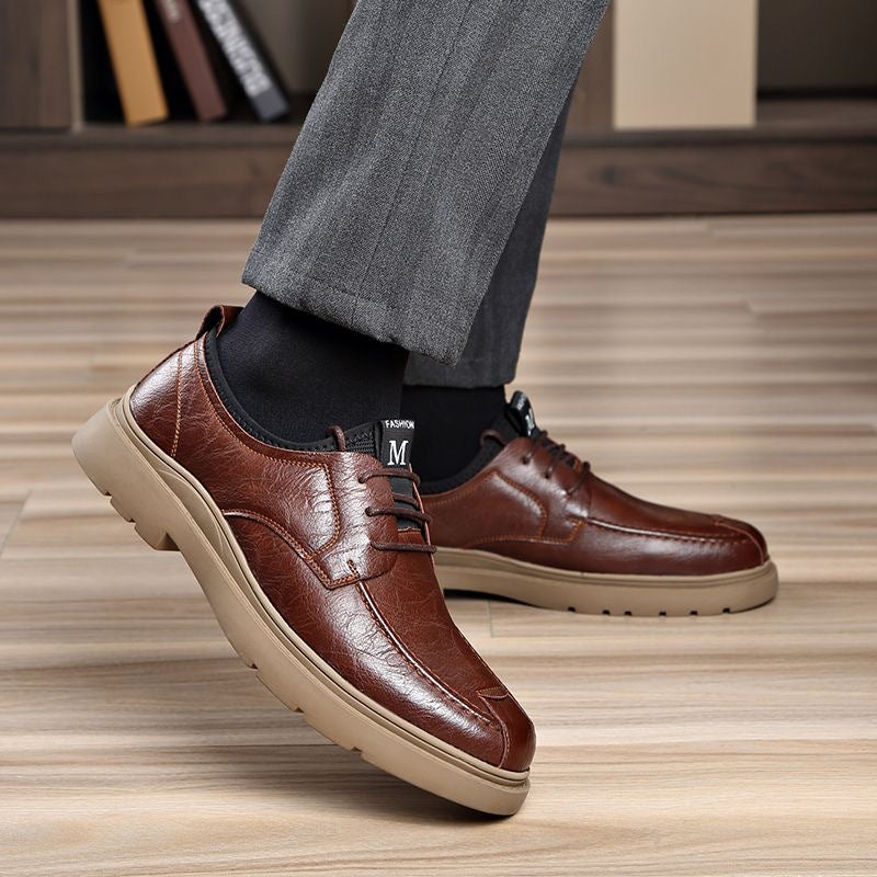 Herren Bequeme Leder Schnürschuhe mit rutschfester Sohle R&B