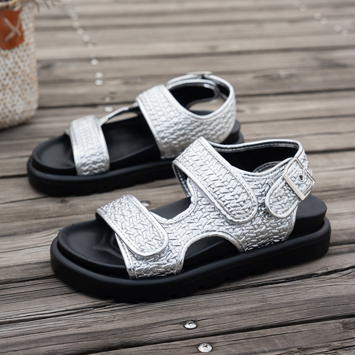 Damen komfortable Sandalen mit verstellbarem Riemendesign und ergonomischem Fußbett R&B